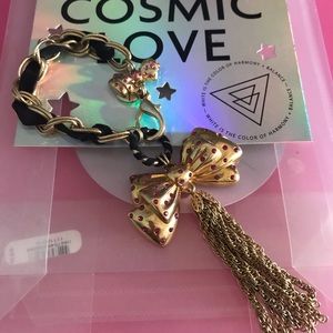 Vintage Betsey Johnson crystal bow bracelet B44